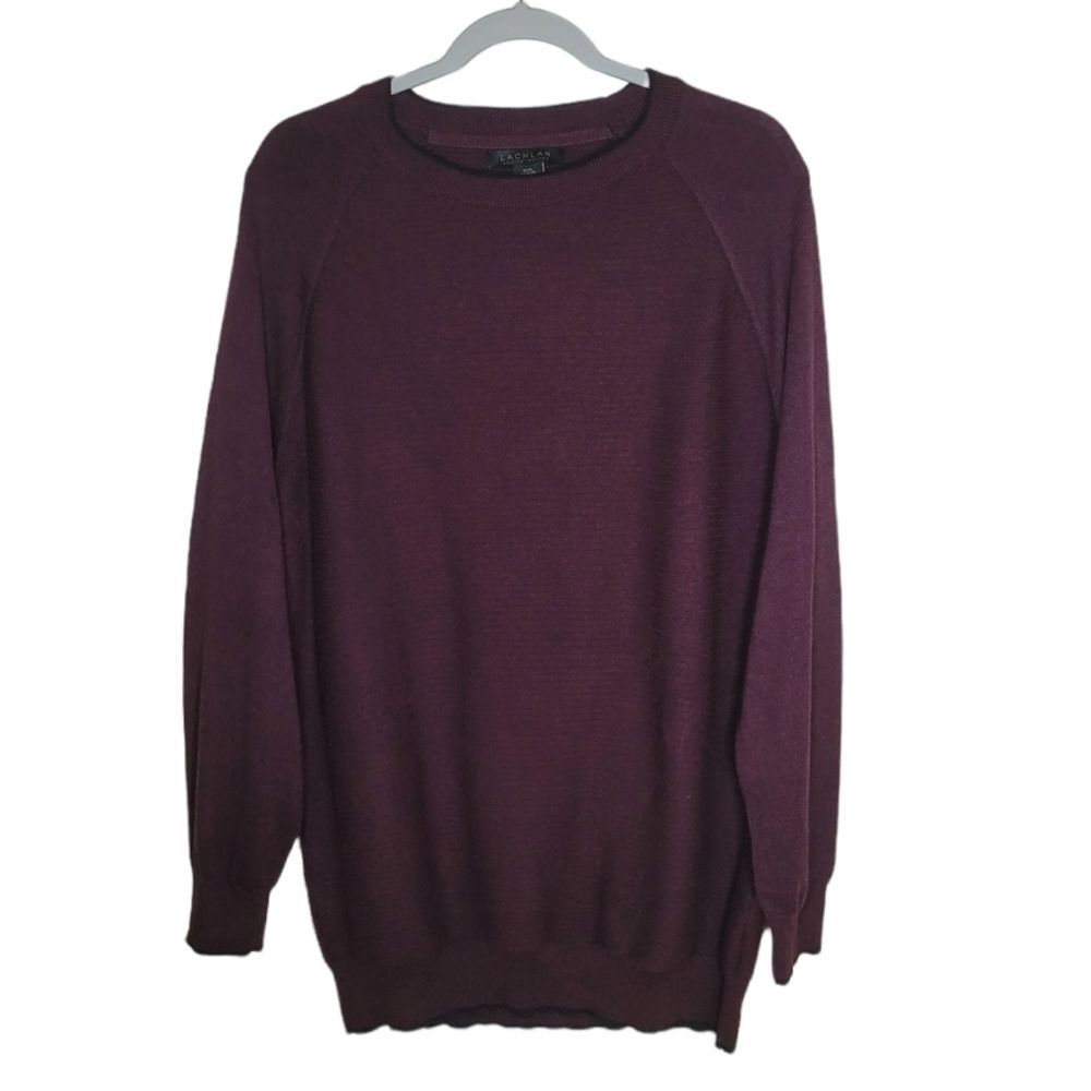 Lachlan British Inspired Long Raglan Sleeves Cotton Ribbed Sweater Size XL